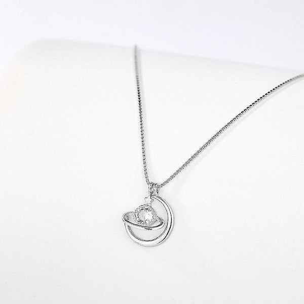 925 Sterling Sølv Planet Design Smykke Zirkon Hengesmykke 18\", Gaver Til Kvinner, Morsdaggaver, Bursdagsgaver Til Kvinner, Halskjeder Til Kvinner