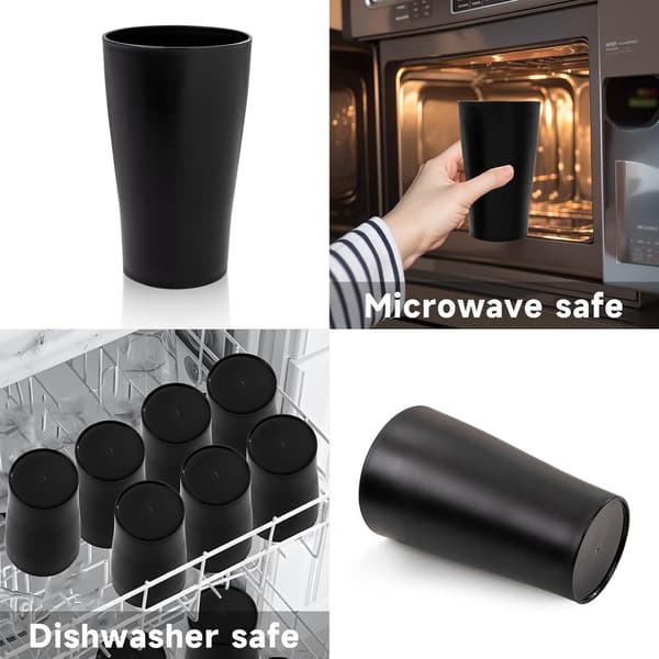 8-pack muggar, återanvändbara dricksmuggar i plast, okrossbara köksmuggar, diskmaskinssäkra.