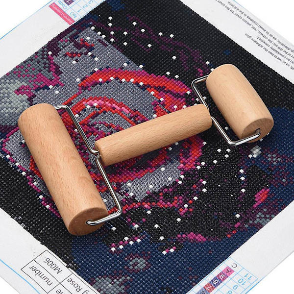 2-in-1 puinen rulla 5D timanttimaalauskirjonta taidekäsityö DIY rullatyökalu