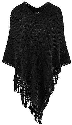 Kvindes Blød Wrap Poncho: Elegant Chevron Striber