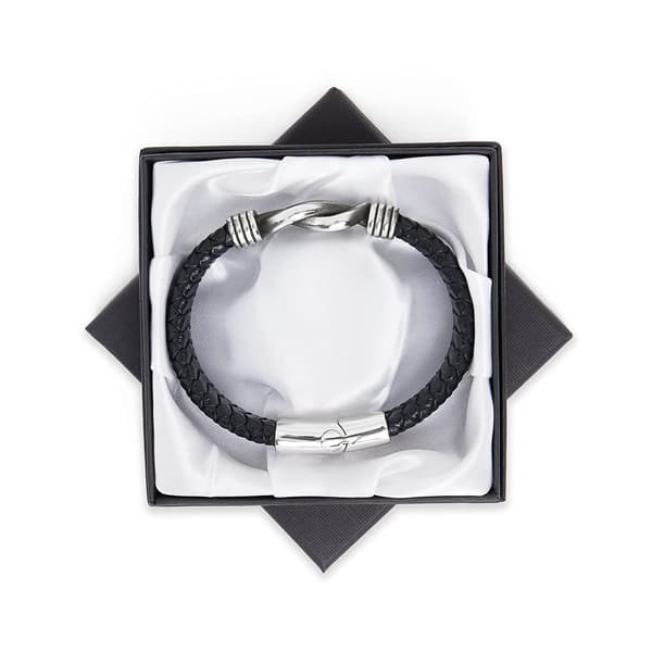 Läderarmband för män med oändlighetsknut, Punk-smycken armband i läder