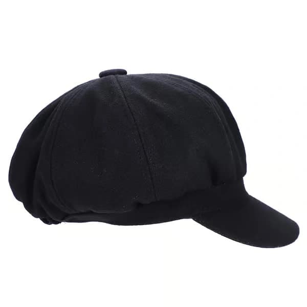 Ny dam basker, 8-panels varm ull newsboy-keps, svart