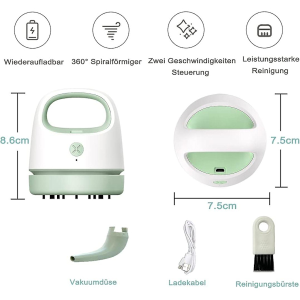 Minivacuum - USB Opladbar, Bærbar Håndholdt Støvsuger (Grøn)