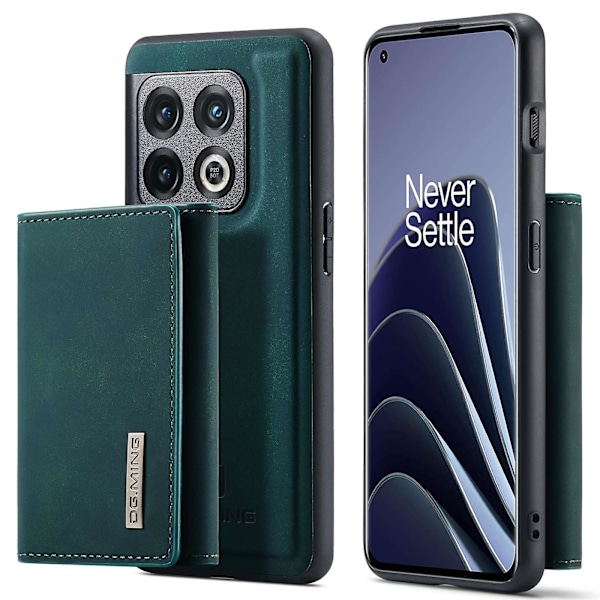Dg.ming M1-serie til Oneplus 10 Pro 5g Magnetisk adsorption 2-i-1 pung Pc+tpu+pu læder telefon drop-proof etui med kickstand Green