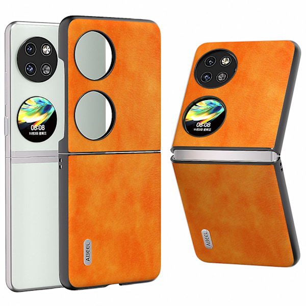 ABEEL Til Huawei P60 Pocket Telefon Etui Hård PC+PU Læder Litchi Tekstur Cover Orange