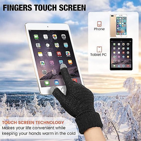 2 Par Dame Vinter Touchscreen Hansker Varme Fleecefôret Strikkhansker Elastisk Mansjett Vinter Tekstmeldingshansker