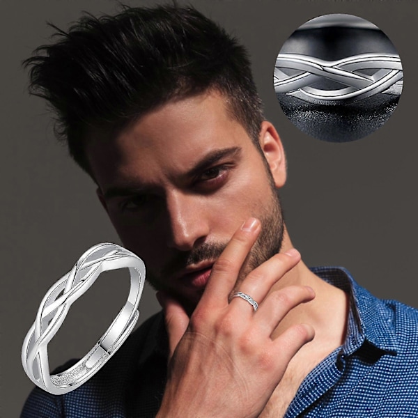Herrring Minimalistisk Vild Sammanflätad Fingerring Herr Singel-hip Hip Tail Ring Silverpläterad Öppen Ring