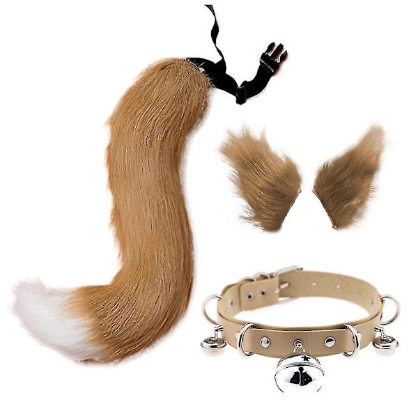 Kattöron och svans set Vuxna öron svans kit Faux päls svans för barn Halsband Halloween Jul festtillbehör Style 4