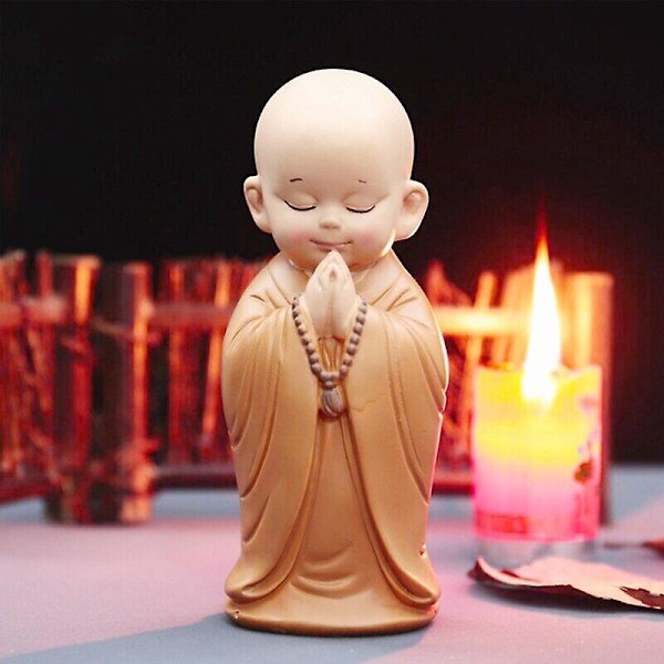 Liten munkfigur Mini munkestatue Søt Buddha munkestatue Munkfigurer Religion Harpikshåndverk Skrivebordsminiatyrer Dekorasjon   Fingerferdighetsspill D