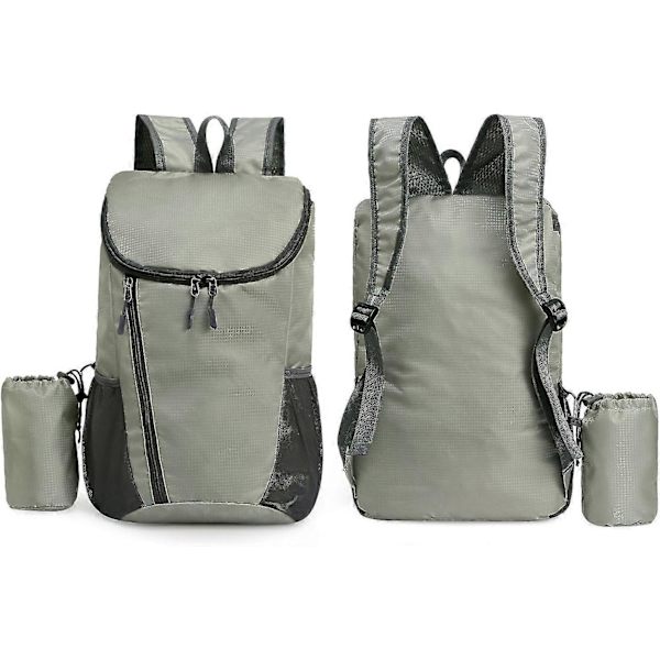 Sammenfoldelig Rygsæk Letvægts, Lille Rygsæk Vandtæt til Udendørs Sport, Holdbar Pakke Rygsæk Praktiske Gaver til Mænd Kvinder, Casual Daypack A - Grey