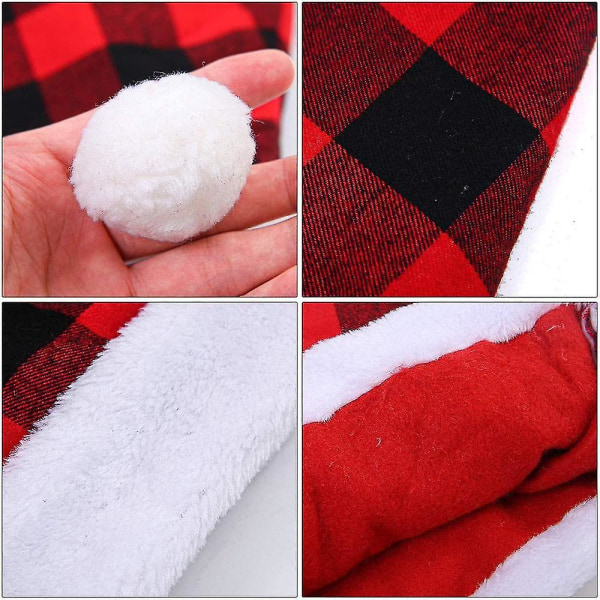 3pack Christmas Santa Hat Plaid Santa Hat Plush Hat For Christmas Costume Party And Holiday Event