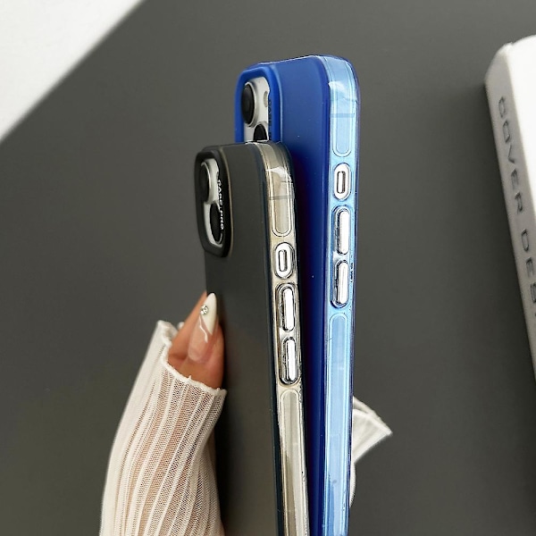 För Iphone 13 6,1 tum Fingeravtrycksfri Matt Telefonfodral Genomskinlig Tpu+pc Baksida Blue