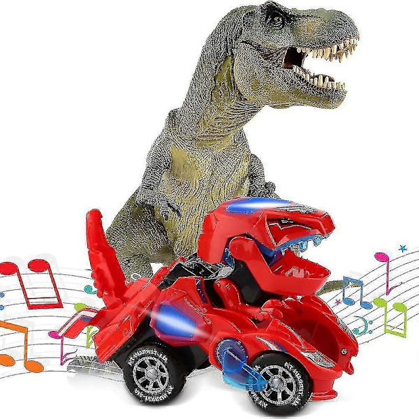 Transformerande dinosauriefordon leksak Transformerande dinosauriebil, Automatisk transformerande dinosauriebil Red