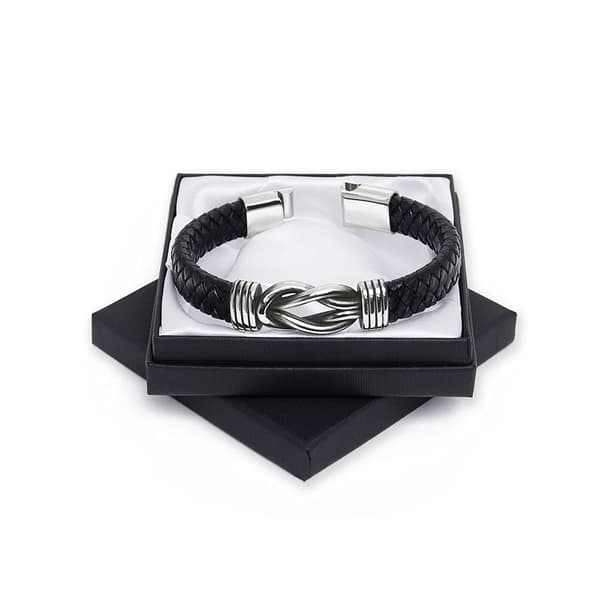 Läderarmband för män med oändlighetsknut, Punk-smycken armband i läder