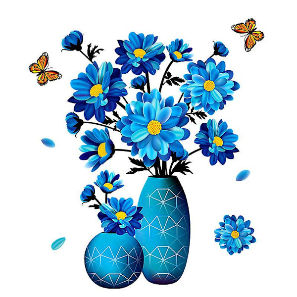 3D-klistermærker Vas, Diy Plante Stereo Klistermærker Vandtæt Selvklæbende Blomster Vægklistermærke Til Væg Dør Køleskab Dekoration 1stk