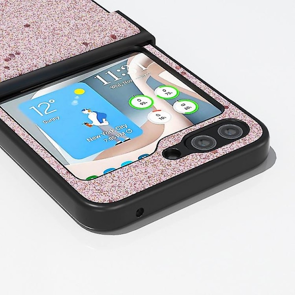 For Samsung Galaxy Z Flip5 Abeel 3 In 1 Glitter Series Pu Mobile Phone Case Pink