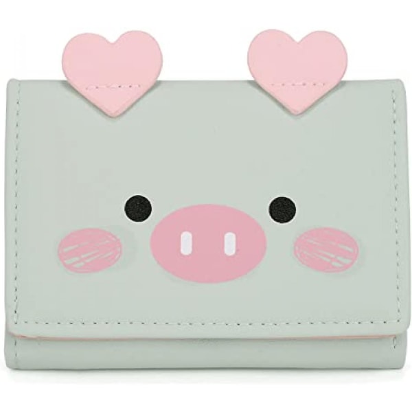 Kawaii lompakko tytöille söpö sika naisten kukkaro kortti setelipidike organizer, sika pinkki A916-773 Green