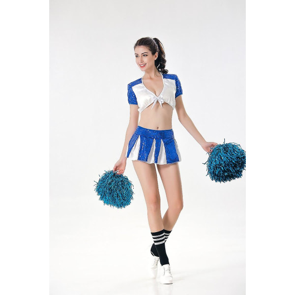 Women's Cheerleading Sports Uniform Cheerleader Costume Cosplay Dancewear Outfit Crop Top with Mini Pleated Skirt for Dancing M