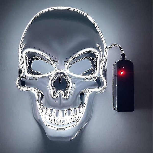 Halloween-naamio LED-valoilla, pelottava naamio juhliin White