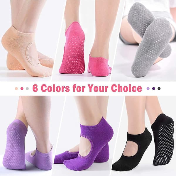 Yogasockor för Kvinnor Halksäkra Sockor, 6 Par Acsergery Present Klibbiga Sockor Med