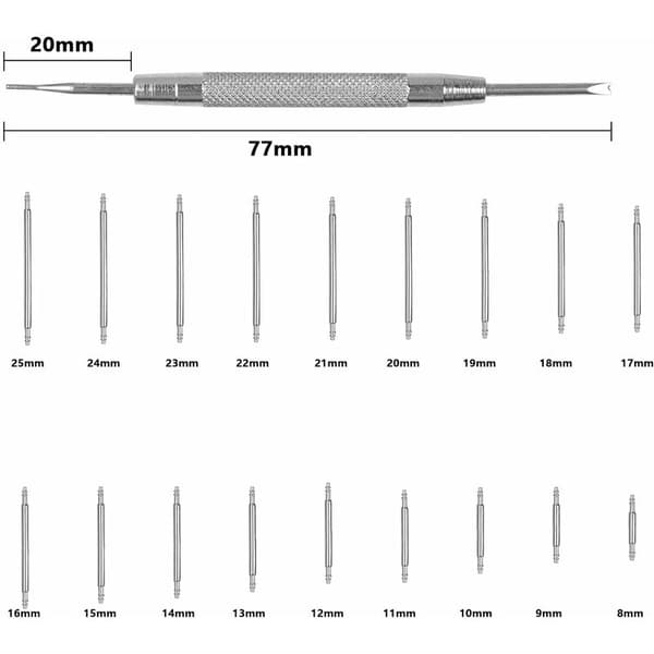360st Klockfjäderstift, Klockarmbandsstift, 1,5 mm Axel Klockarmband, (8mm-25mm, Silver)