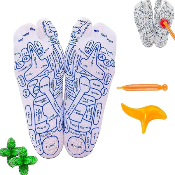 Reflexologiska strumpor set, reflexologiska strumpor med massageverktyg, akupunkturstrumpor set, akupressur reflexologi fotmassage strumpor Small Size For women