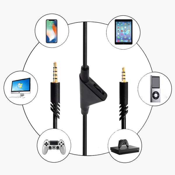 Lydkabel til Logitech Astro A10 A40 A30 gaming headset kabel (tuning version) Black plug