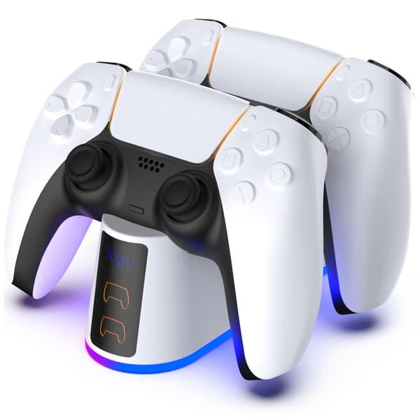 PS5 Ladestasjon, PS5 Kontroller Ladestasjon med Justerbart Lys, Playstation 5 Kontroller Rask Lading Dock, PS5 Lading Dock