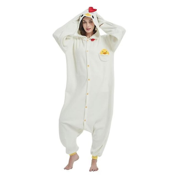 Unisex Aikuisten Onesie-Pyjamat Eläin Yksikokoinen Halloween-Puku Joulu Uniasu Haalarit Chicken S