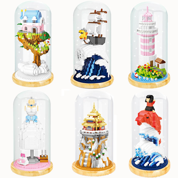DIY Miniatyyri Rakennuspalikat Kimppu Ruusu Suojakuoren kanssa - Kasvikoristeet Koristelevien Leikkikalujen Big Fish and Begonia
