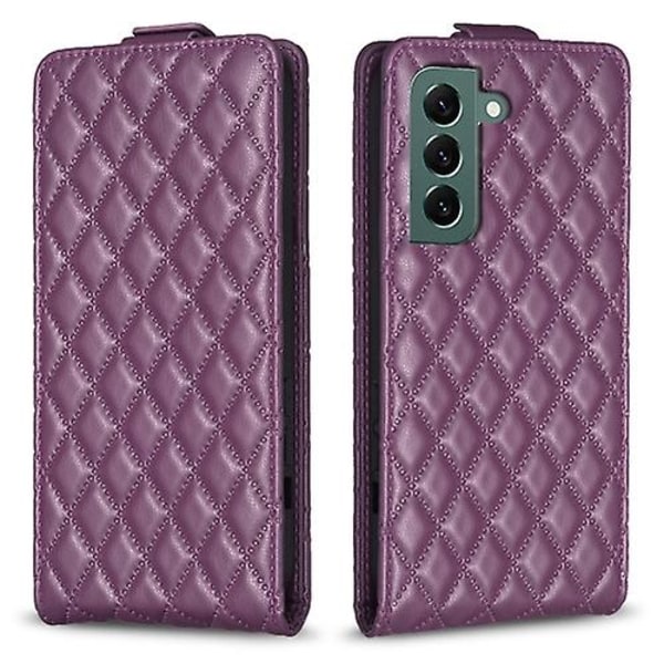 For Samsung Galaxy S21 5g Diamantgitter Lodret Flip Læder Mobiltelefon Etui Dark Purple