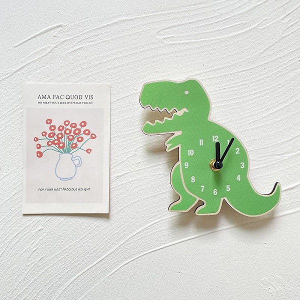 Dinosaurus-kello, sarjakuva, hiljainen kello, seinäkoriste, lastenhuoneen kello, pehmeä koriste, minityyli Coffee color
