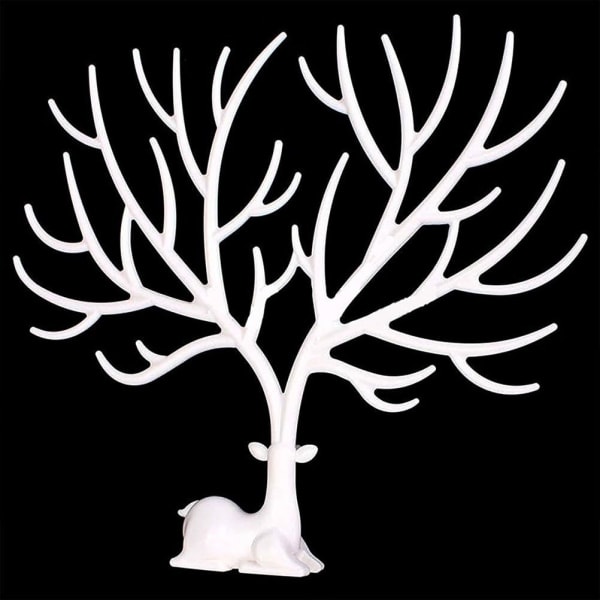 Necklace Holder, Bracelet Holder/Jewelry Organizer/Jewelry Tree, Decorative Deer Antlers Tree Design (White)