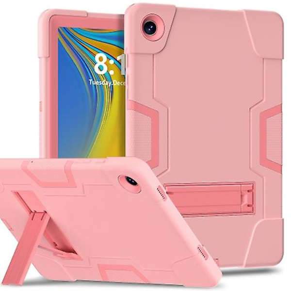 Samsung Galaxy Tab A9+ -tabletin kontrastivärisellä silikonilla ja PC-materiaalilla valmistettu suojakotelo telineellä