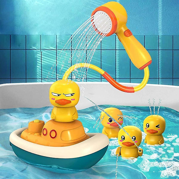 Baby badelegetøj til småbørn piger drenge, and baby badebruserhoved badekar legetøj til børn spædbarn vand badeværelse til drenge piger (and bruserhoved)