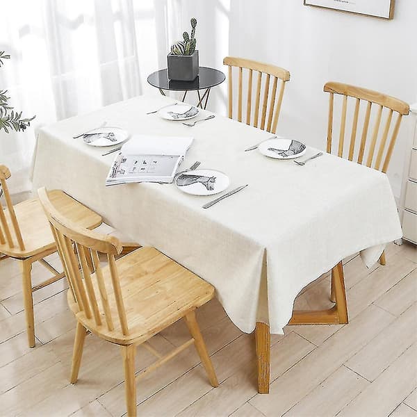 Bomullslinduk Rektangulær Spisebordduk Dekor Beige 90x90cm