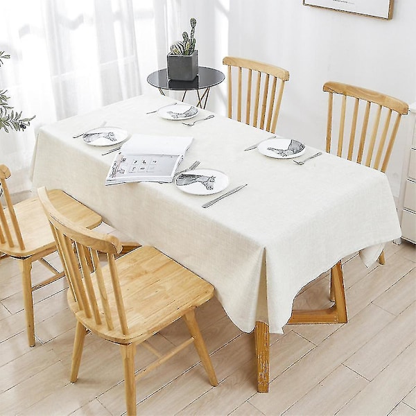 Bomullslinneduk Rektangulär Matsalsduk Överdrag Heminredning Beige 140x140cm