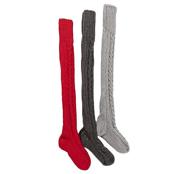Mohair Kabelstrikket Strømper Kvinder Vinter Leggings Varme Grå Pink Over Knæ Sokker Damer Hjem Tykke Strømper 2023 Ny red