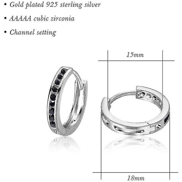 Hoop Øreringe 925 Sterling Sølv Med Zirkonia Sleeper Hoop Øreringe Huggie