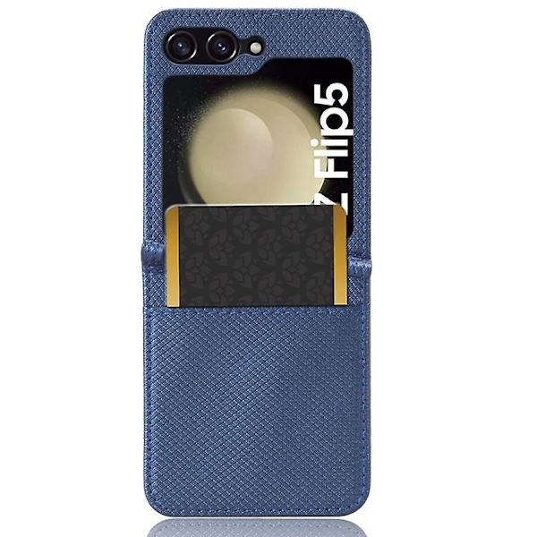 Mobiltelefonskal i läder med diamanttextur för Samsung Galaxy Flip5 Blue