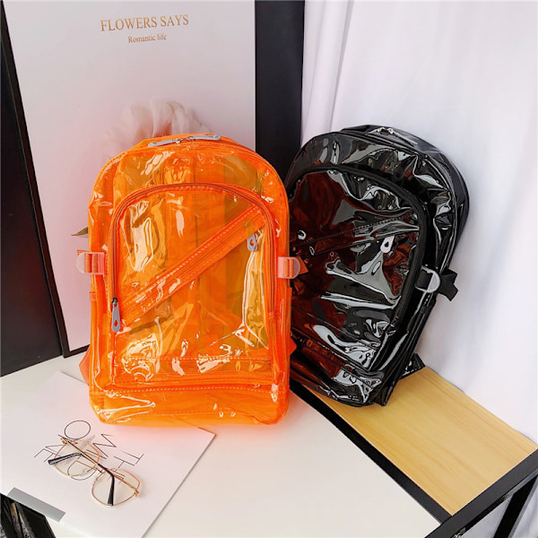 Transparent Ryggsäck för Kvinnor Stor Kapacitet Stark Färg Vattentät Strandryggsäck Orange