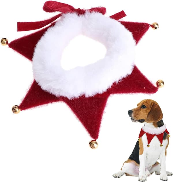 Julehundehalsbånd med klokker (M)