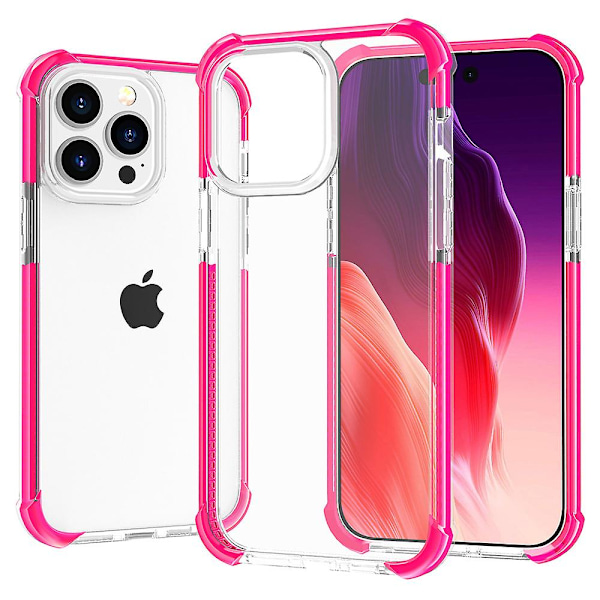 For Iphone 15 Pro Max Fire hjørne dråpesikker telefondeksel Tpu + Akryl gjennomsiktig deksel Rose