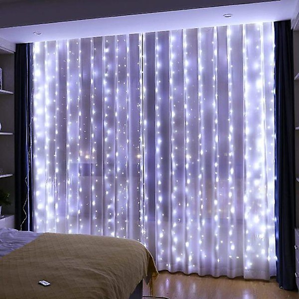 6x3M Nyårs Garland LED Gardin Garland på Vinduet USB Festoon Fairy Lights med Fjernbetjening Led Lys Julepynt Warm white 3Mx1M