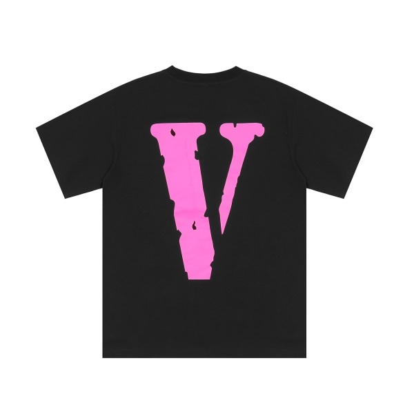 V Letter Skull Print T-shirt Hiphop Rapper Cotton Round Neck T-shirt,Black-XL Black XL