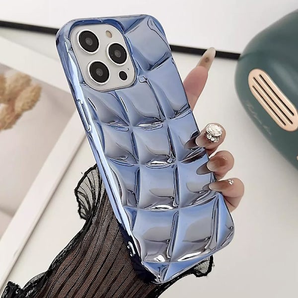 For iPhone 15 Pro TPU-puhelinkotelo, rombikuvion muotoilu, galvanoitu suojakotelo Blue