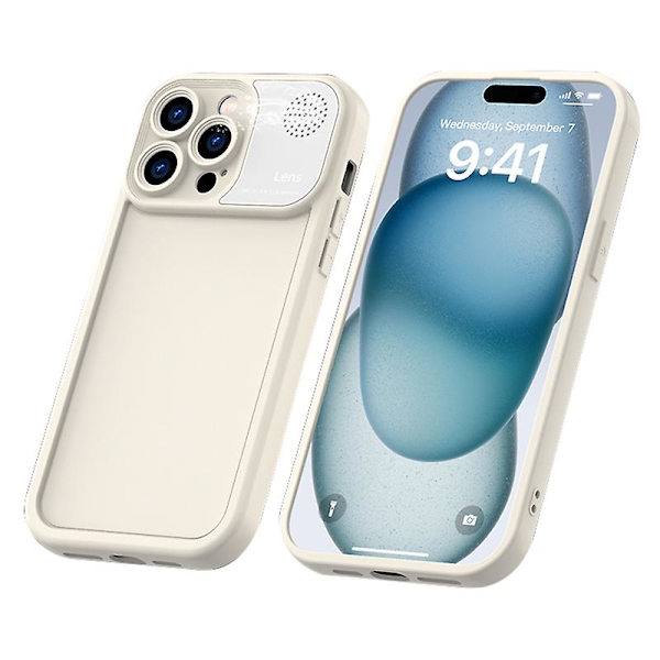 Mjukt silikonfodral till iPhone 14 Pro med aromaterapi-platta Antique White