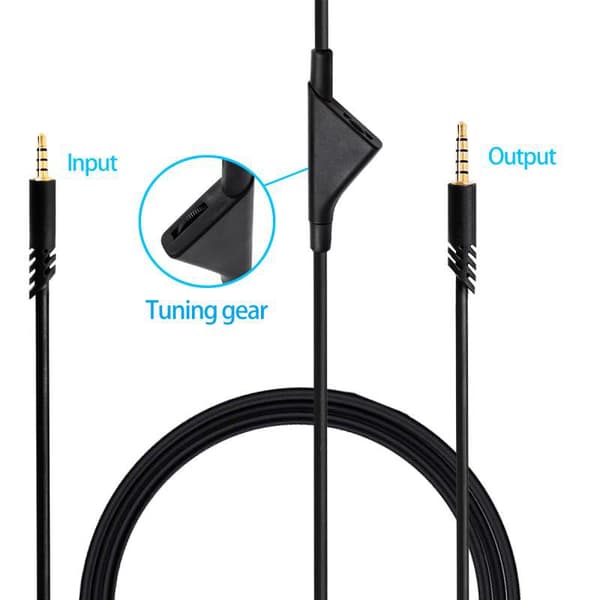Lydkabel til Logitech Astro A10 A40 A30 gaming headset kabel (tuning version) Black plug