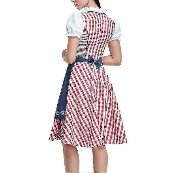 Naisten Perinteinen Oktoberfest-Puku Saksalaisen Oluttytön Dirndl-Mekko Esiliinalla Cosplay-Puku Red S