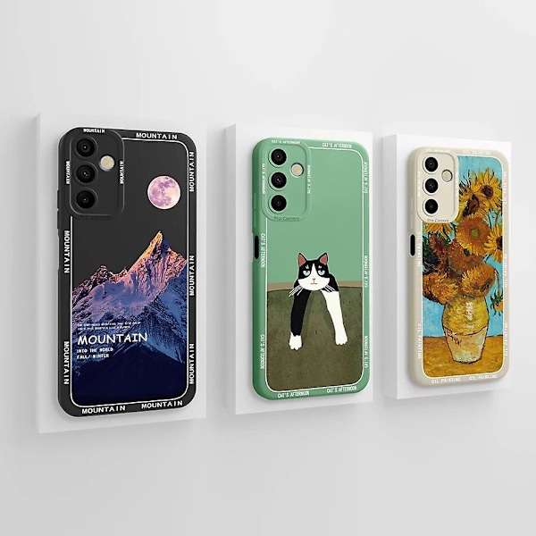 Til Samsung Galaxy A15 Etui Kunstnerisk Stil Fuld Dækning Anti Choc Flydende Silikone Beskytter Til Samsung A 15 4G 5G Bagside Cover TYG425